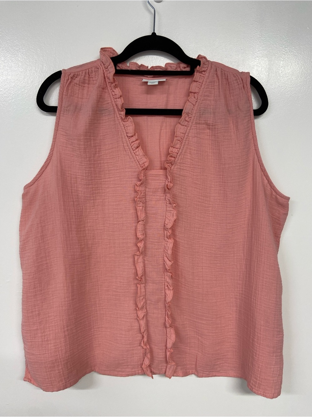 Liz Claiborne Sleeveless Ruffle-Trim Blouse in Dusty Rose PXXL